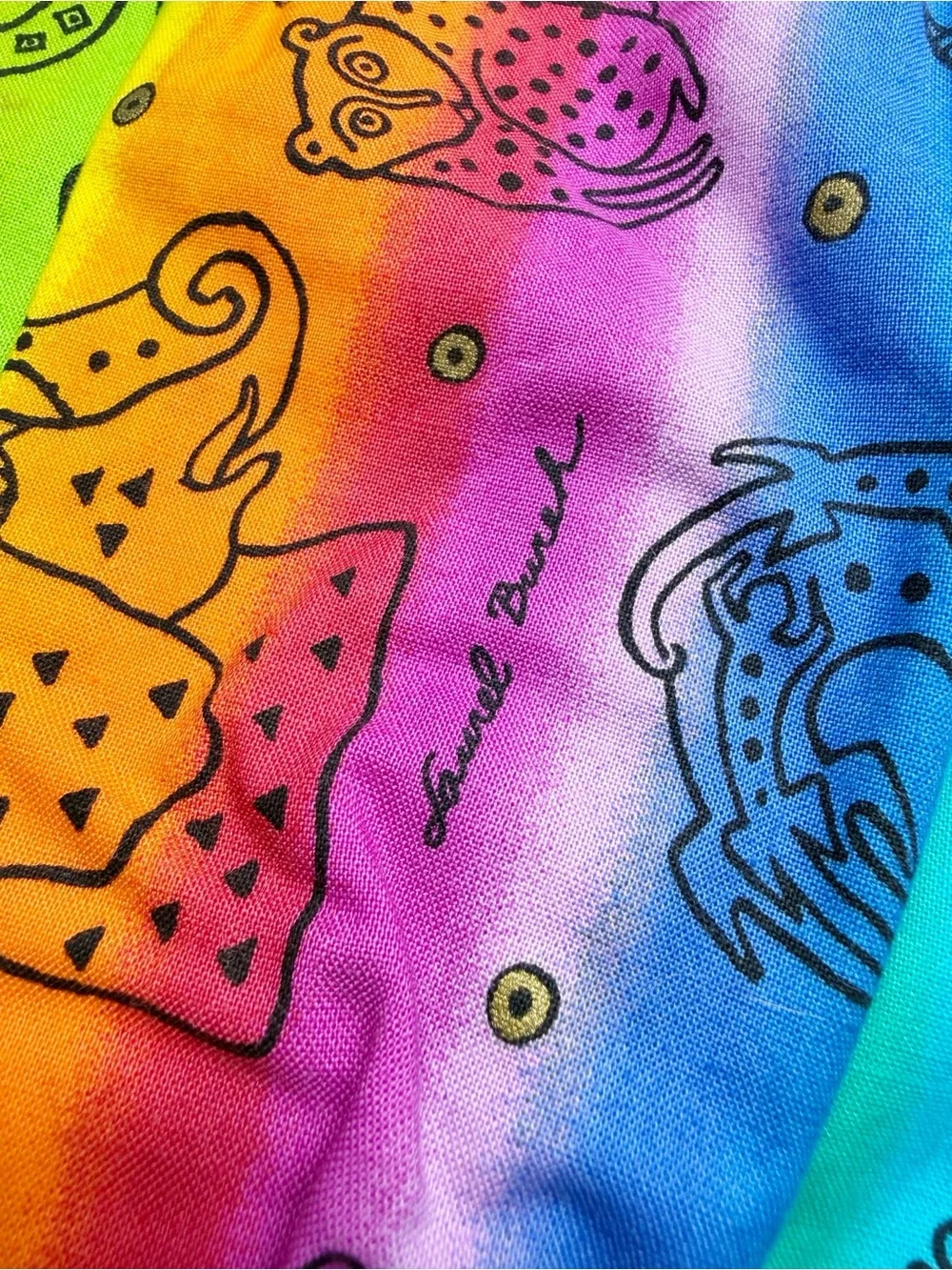 Laurel Burch Animal Print Rainbow Mesh Beach Tote Bag